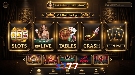 Main screen of Z777 casino page for PK players