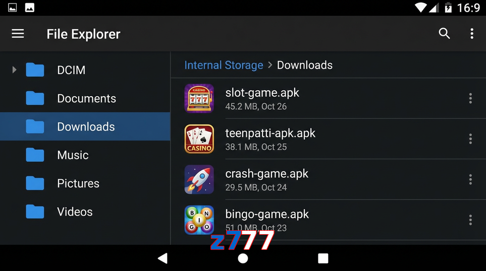 Main screen of Z777 gameapk page for PK players
